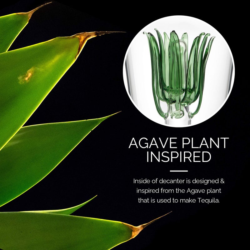 Final Touch Agave Tequila Decanter - 850ml Handmade Bottle with Natural Cork Stopper and Wide Spout for Smooth Pouring - Inspired by Agave Plant for Tequila Serving (TQ5301) - Image 3